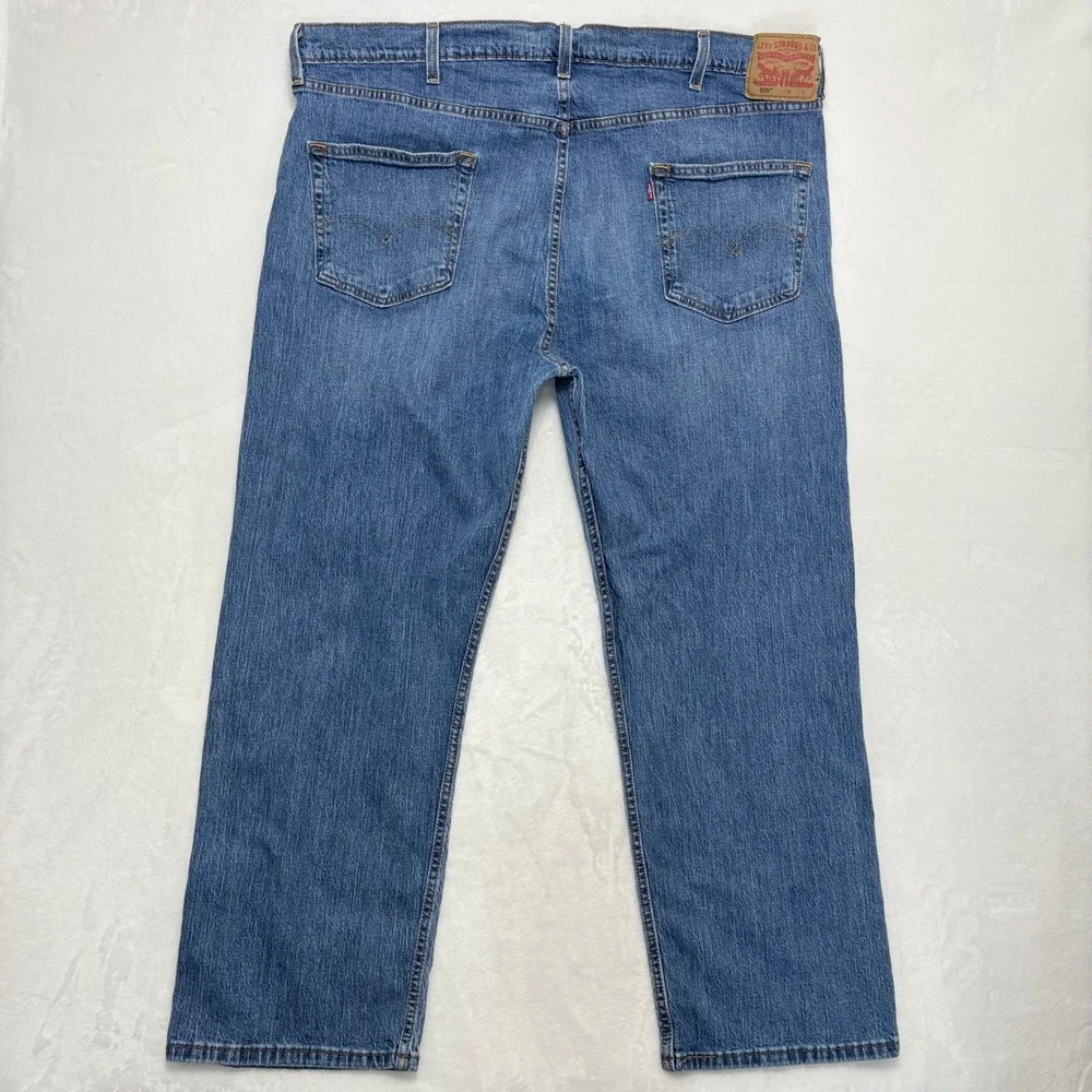 Levis 505 Mens 46x28 Regular Fit Straight Leg Jeans Medium Wash Blue 04505-0014